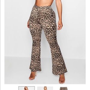 Boohoo Plus Leopard Print Flare Pants